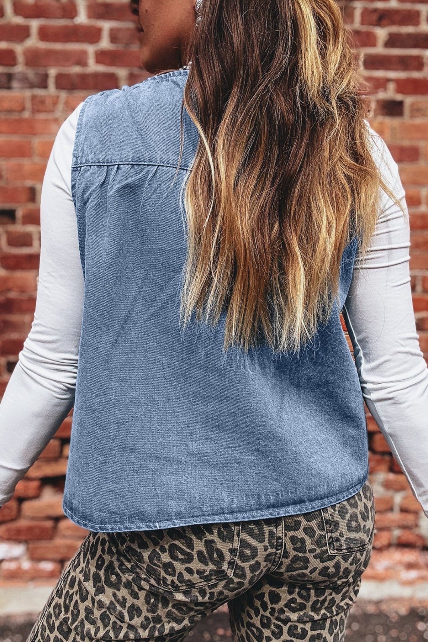 Denim Pleated Patchwork Sleeveless Top - Rooted & Reckless Co.