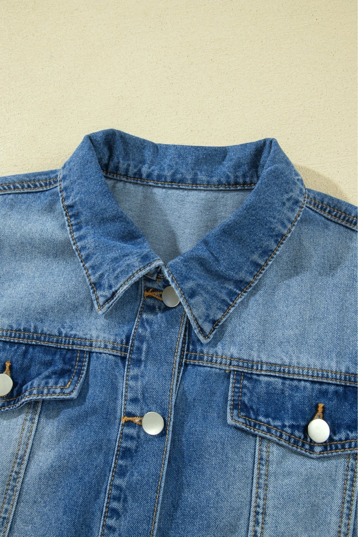 Denim Raw Edge Short Sleeve Ruffle Hem Jacket - Rooted & Reckless Co.