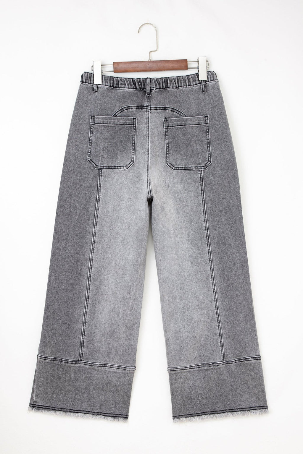 Denim Raw Hem Drawstring Wide Leg Pants - Rooted & Reckless Co.