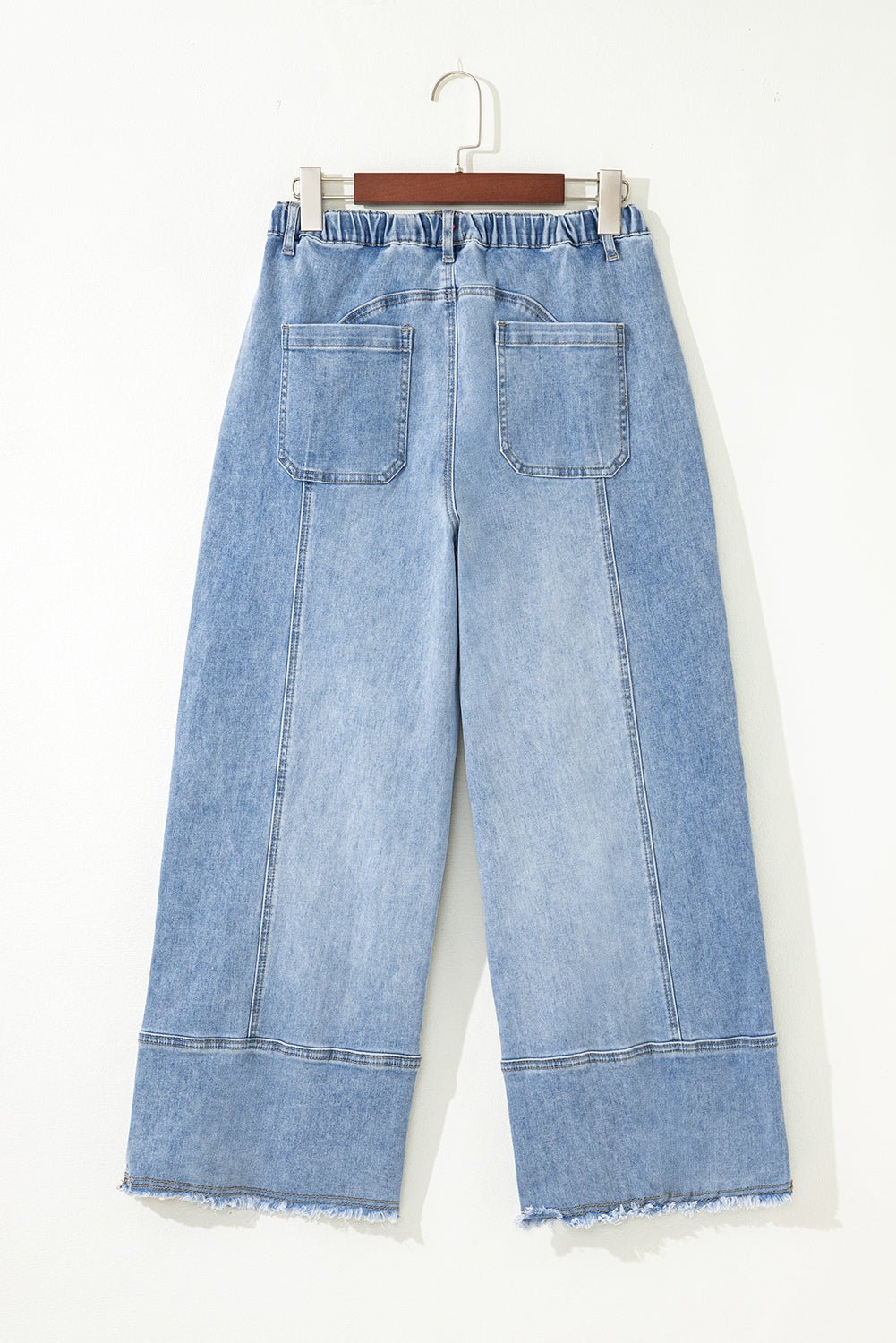 Denim Raw Hem Drawstring Wide Leg Pants - Rooted & Reckless Co.
