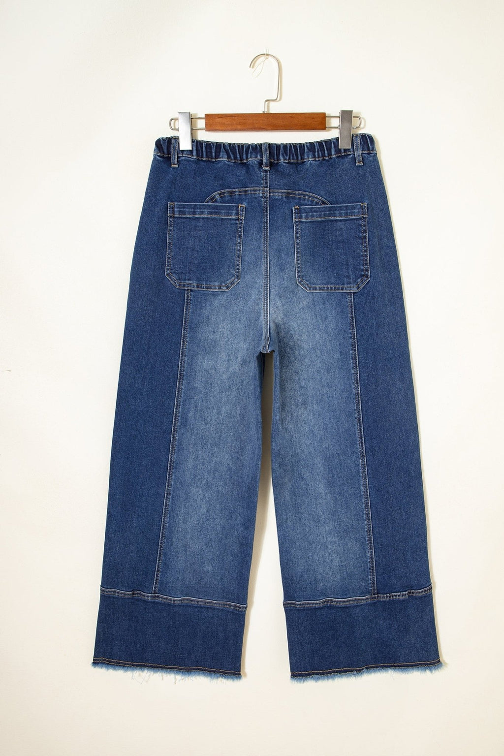 Denim Raw Hem Drawstring Wide Leg Pants - Rooted & Reckless Co.