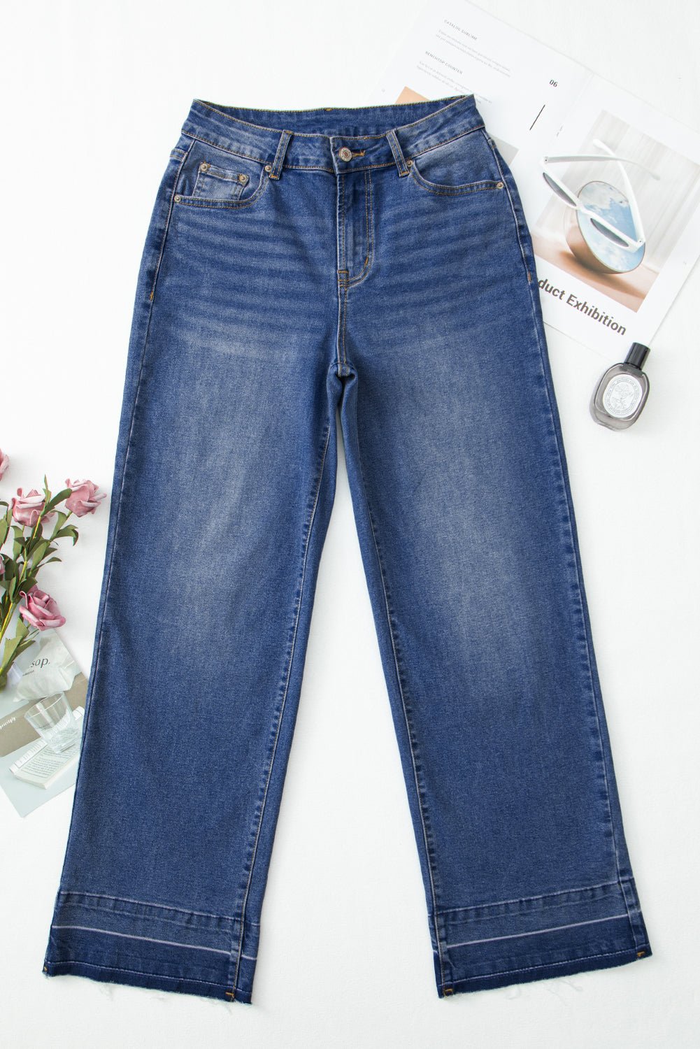 Denim Raw Hem Straight Leg Jeans - Rooted & Reckless Co.