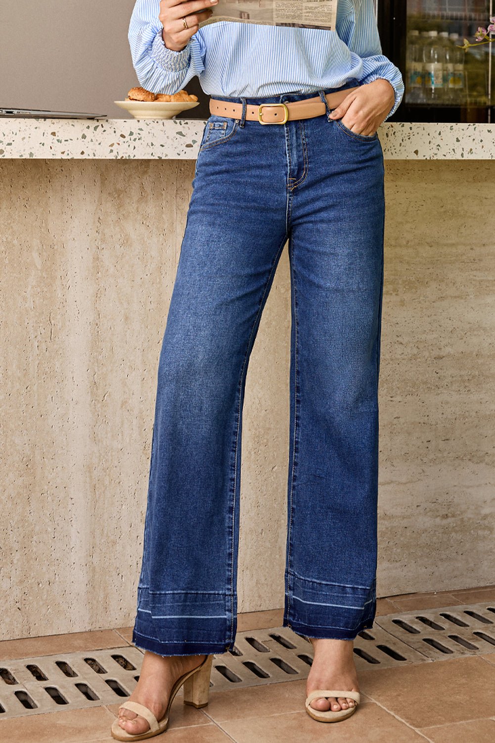 Denim Raw Hem Straight Leg Jeans - Rooted & Reckless Co.