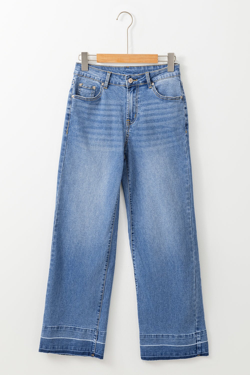 Denim Raw Hem Straight Leg Jeans - Rooted & Reckless Co.