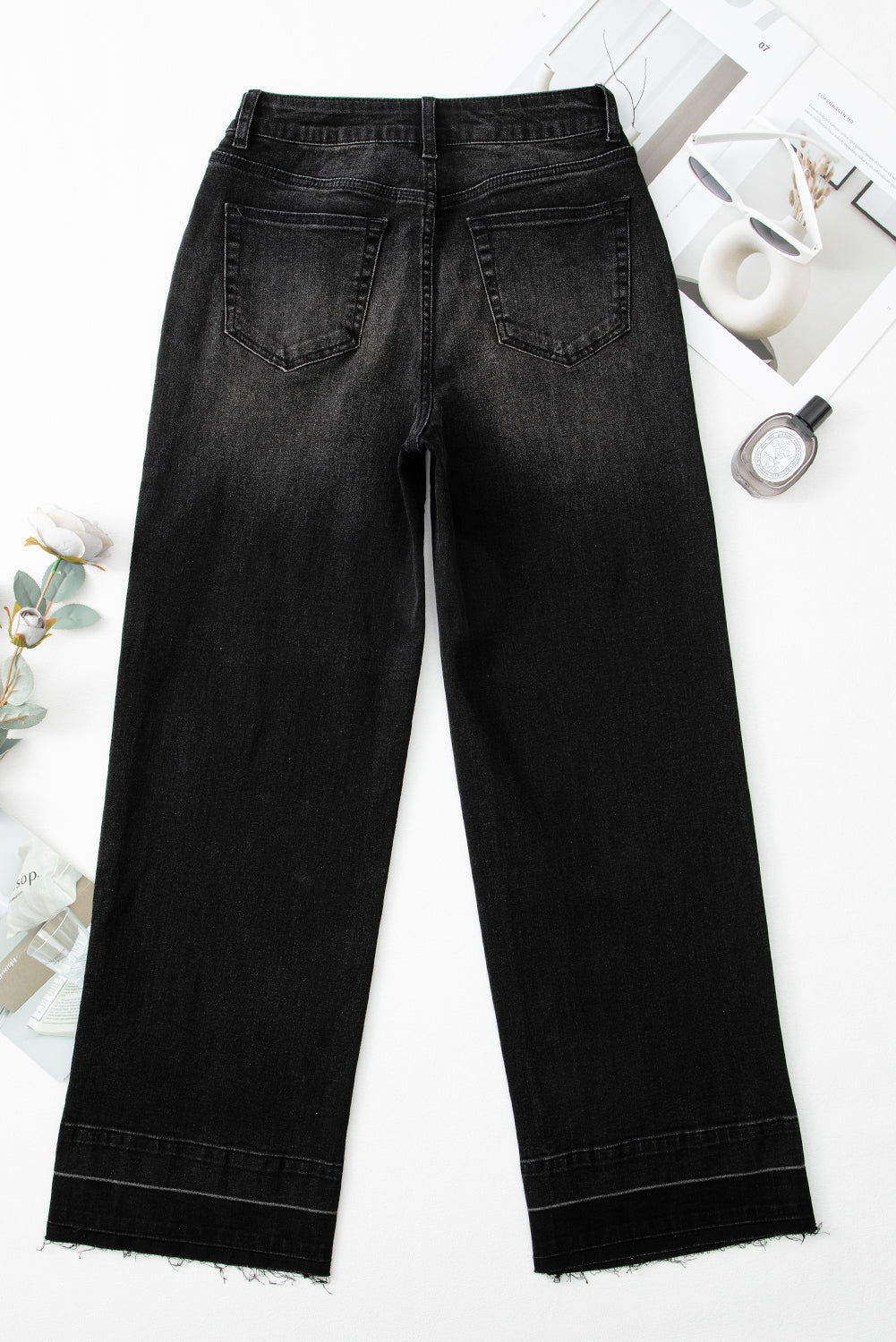 Denim Raw Hem Straight Leg Jeans - Rooted & Reckless Co.