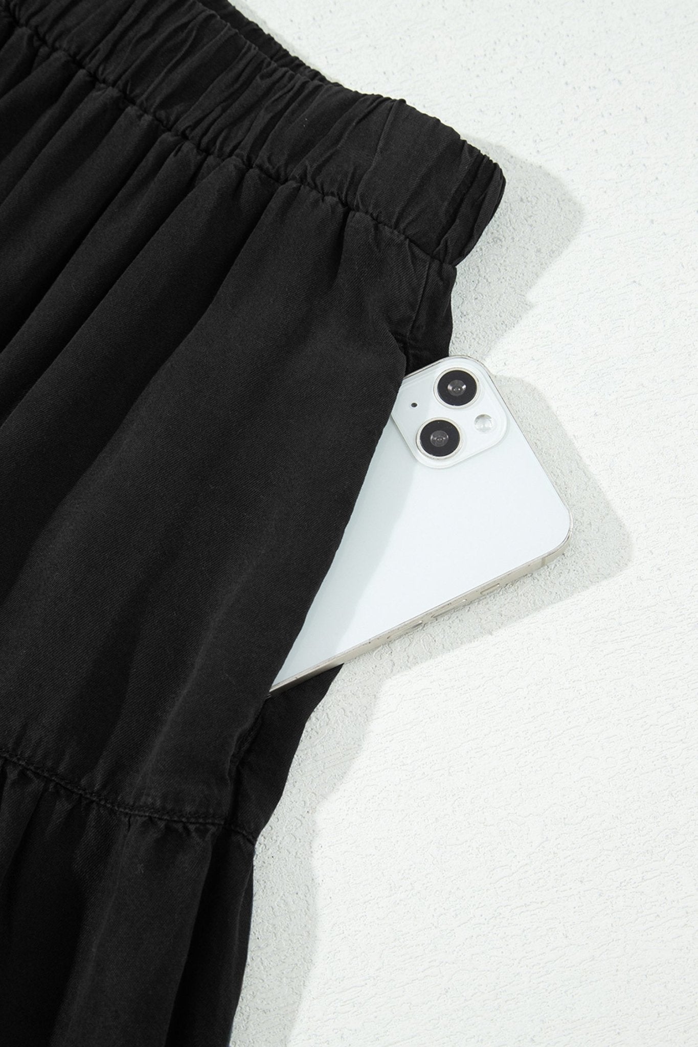 Denim Ruffle Tiered Flared Maxi Skirt - Rooted & Reckless Co.