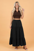 Denim Ruffle Tiered Flared Maxi Skirt - Rooted & Reckless Co.