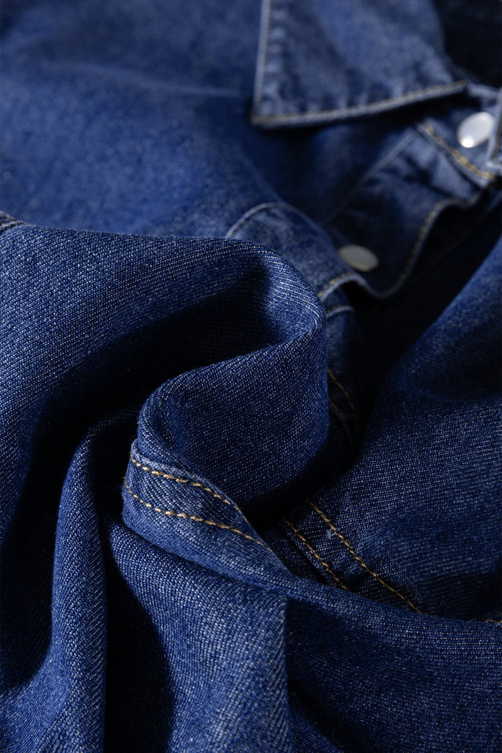 Denim Shirt Collar Long Sleeve Mini Dress - Rooted & Reckless Co.