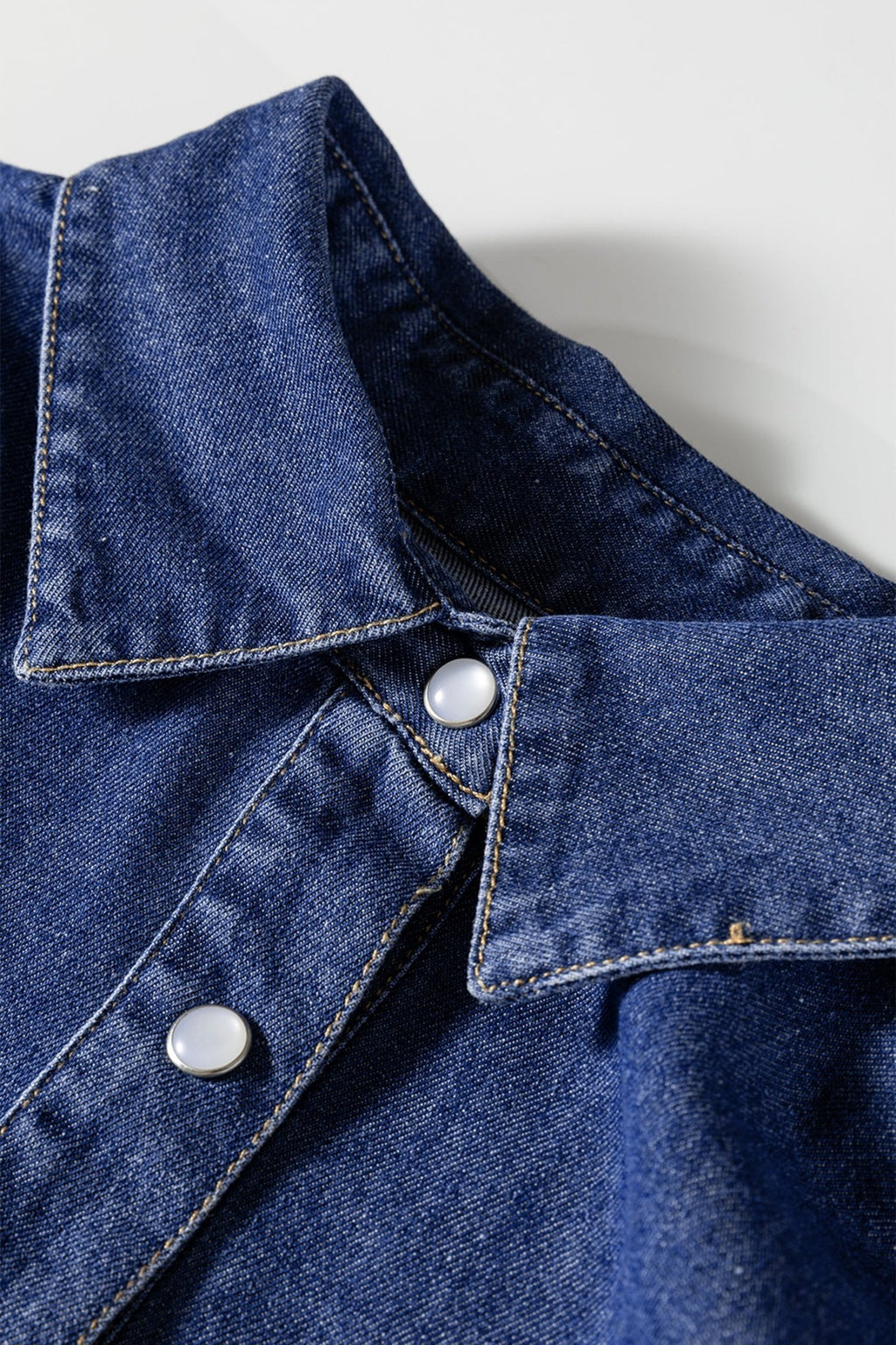 Denim Shirt Collar Long Sleeve Mini Dress - Rooted & Reckless Co.