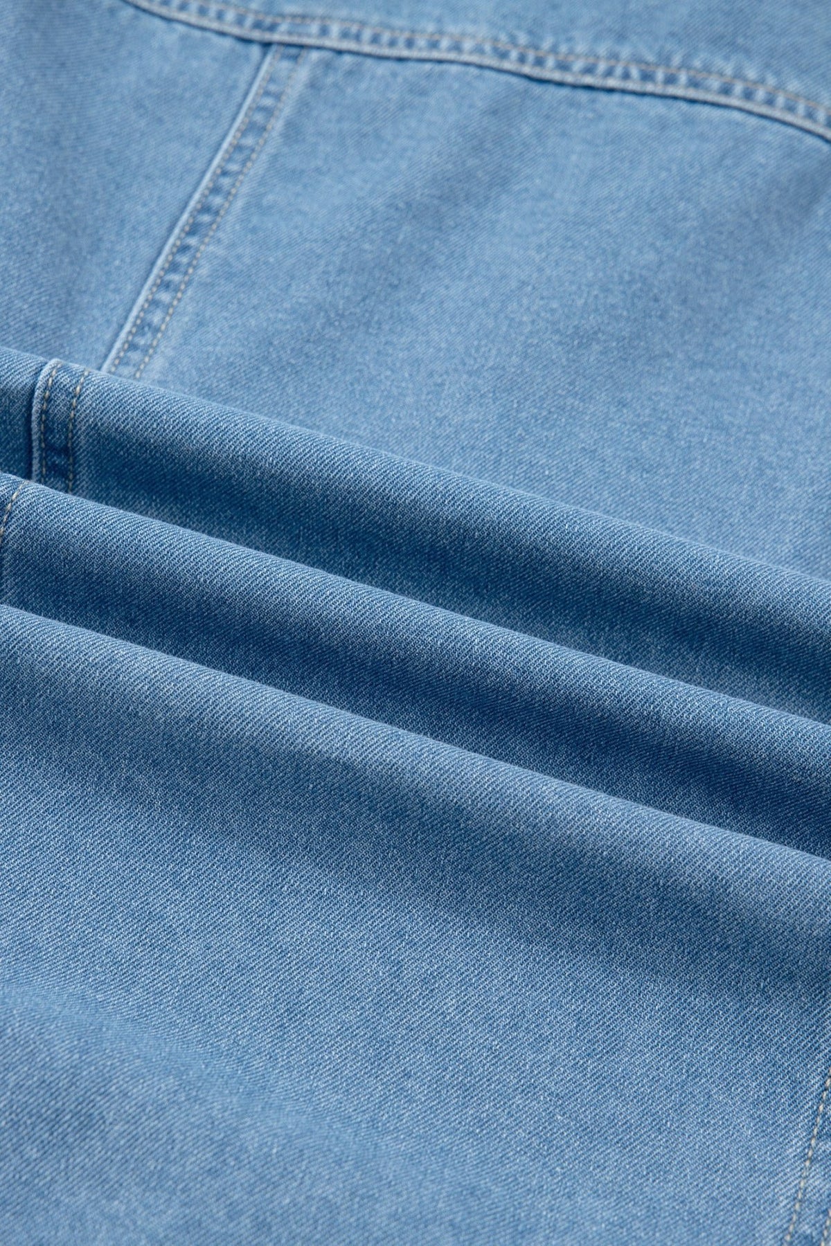 Denim Short Puff Sleeve Ruffle Hem Buttoned Dress - Rooted & Reckless Co.