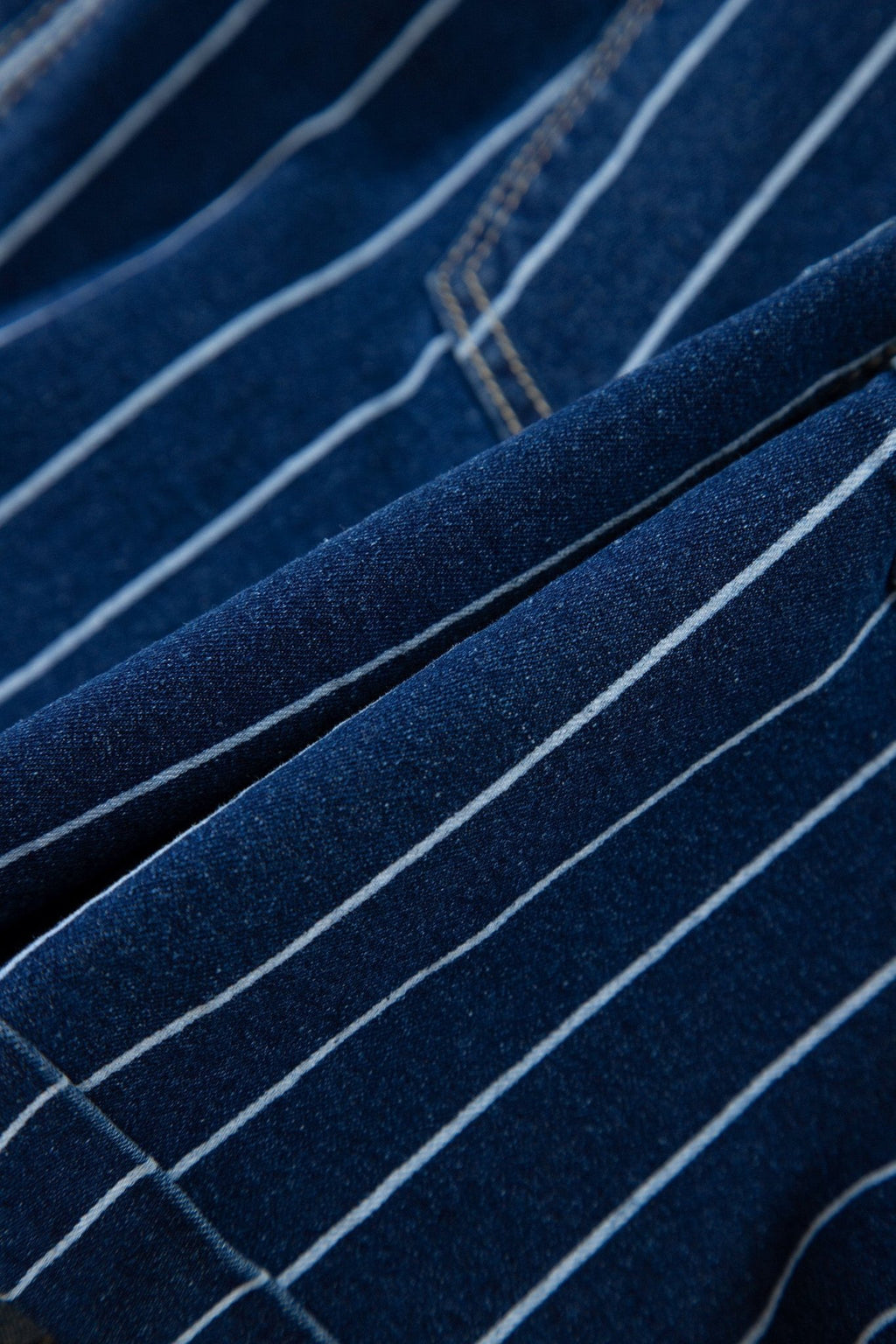 Denim Stripe Metal Button Detail Shorts - Rooted & Reckless Co.