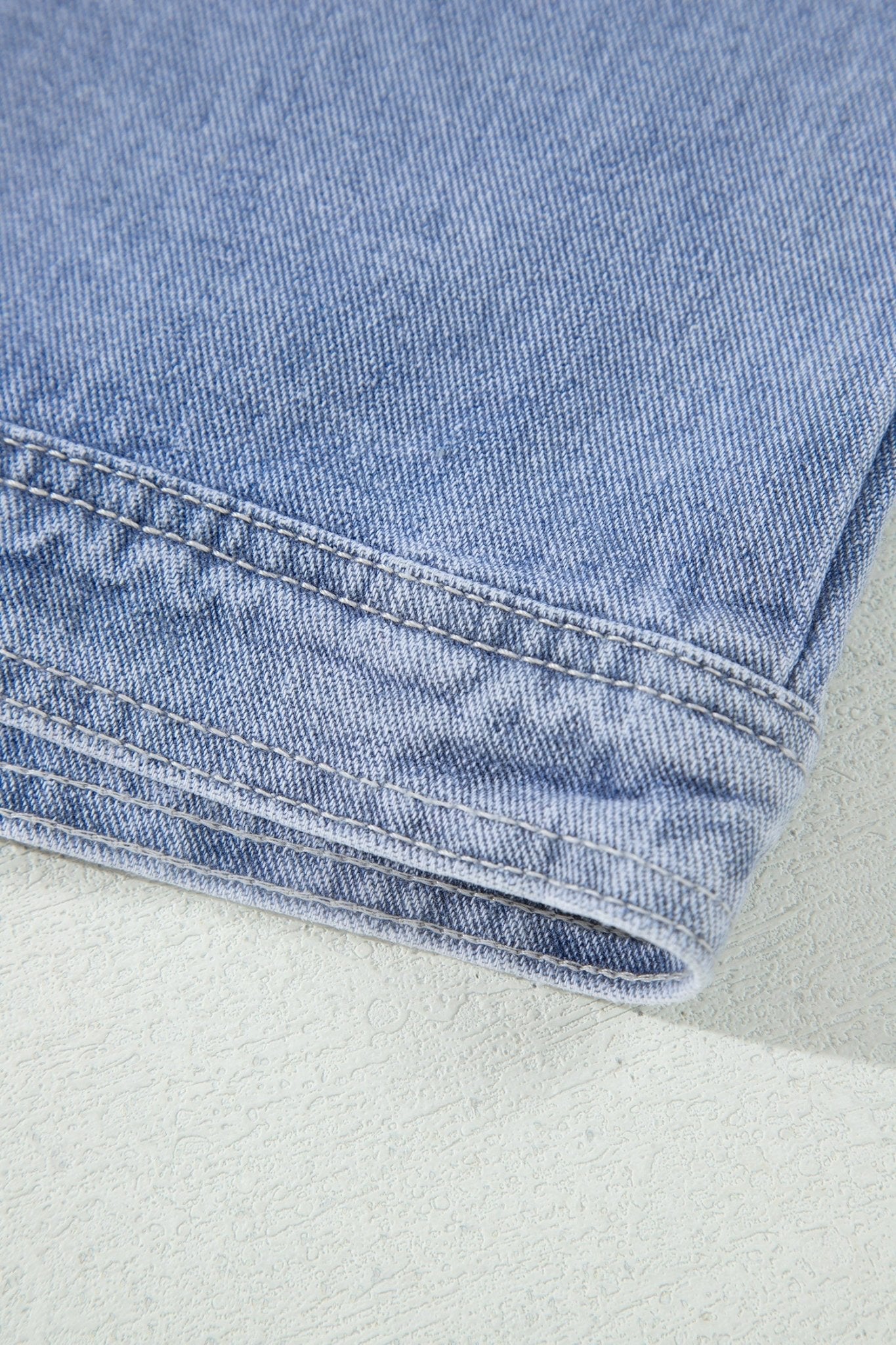 Denim Studded Pockets Zip-Up Long Sleeve Jacket - Rooted & Reckless Co.