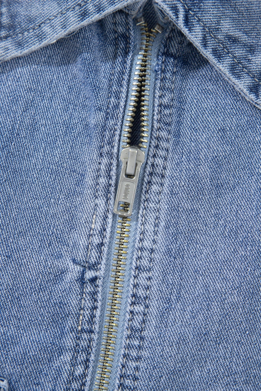 Denim Studded Pockets Zip-Up Long Sleeve Jacket - Rooted & Reckless Co.