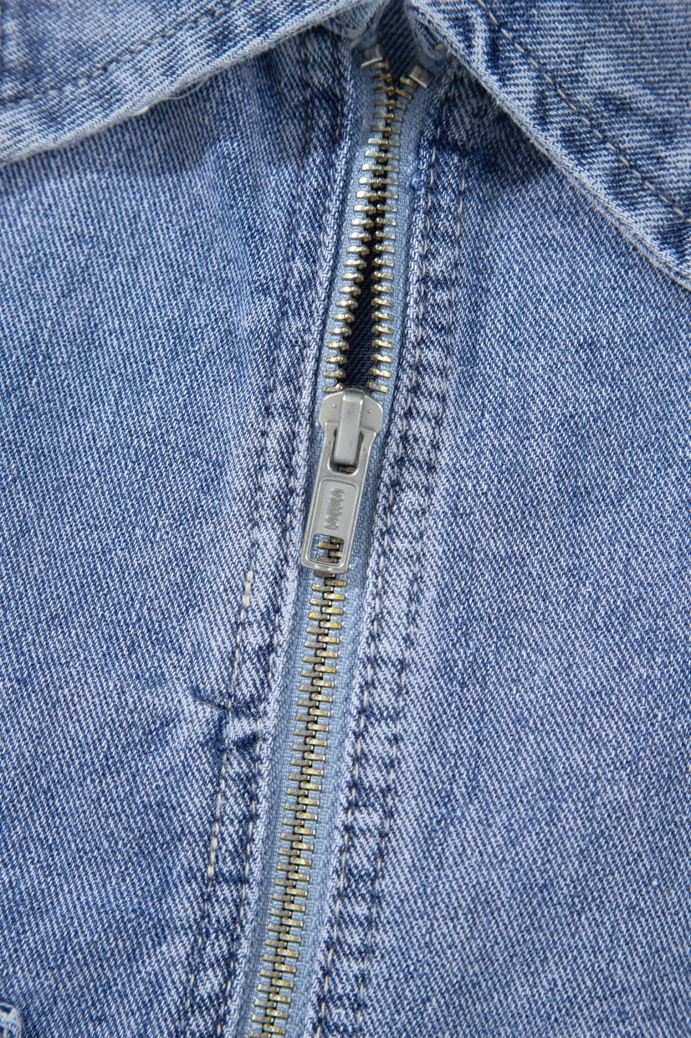 Denim Studded Pockets Zip-Up Long Sleeve Jacket - Rooted & Reckless Co.