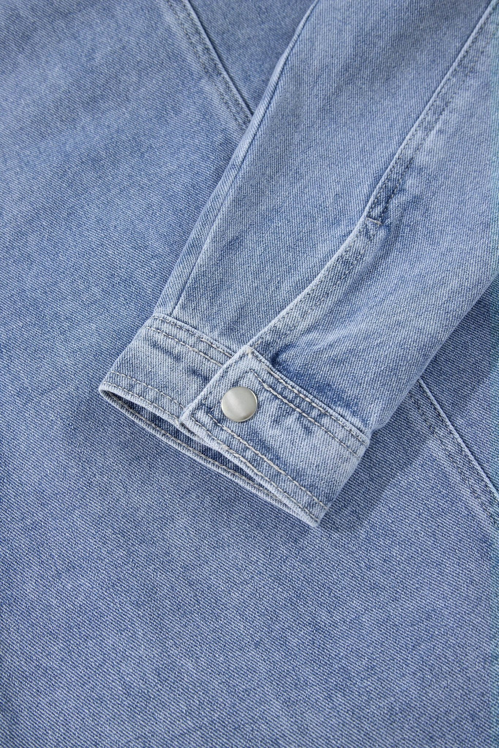 Denim Studded Pockets Zip-Up Long Sleeve Jacket - Rooted & Reckless Co.
