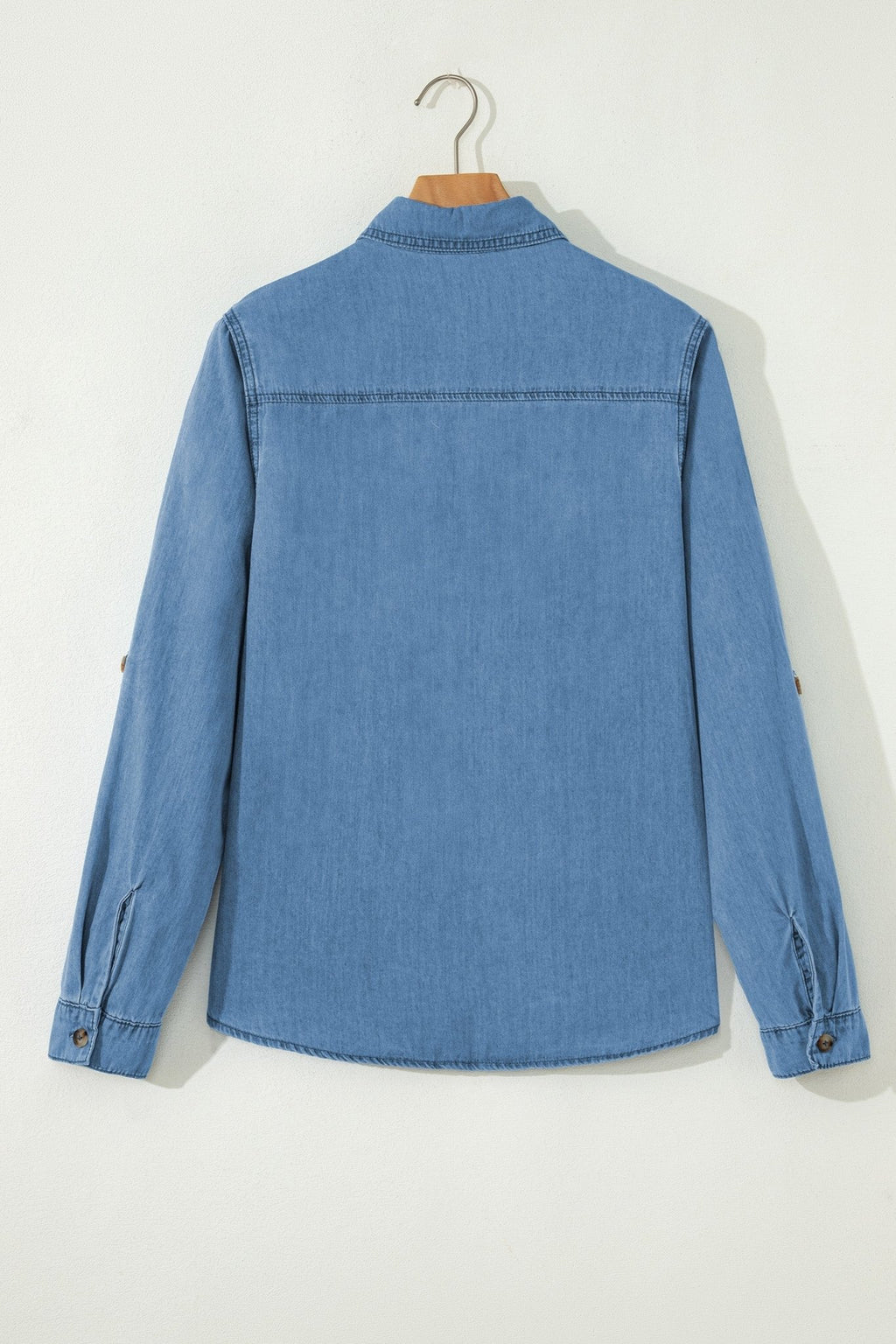 Denim Tab Sleeve Button Down Shirt - Rooted & Reckless Co.