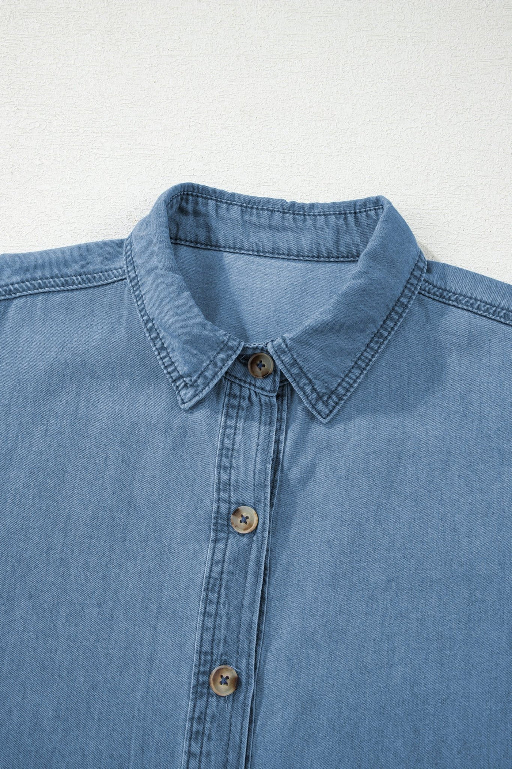 Denim Tab Sleeve Button Down Shirt - Rooted & Reckless Co.