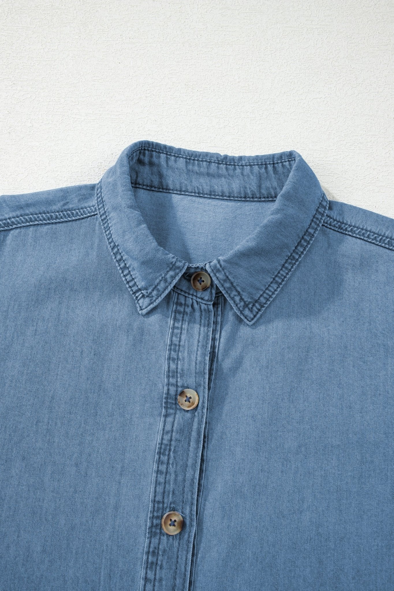 Denim Tab Sleeve Button Down Shirt - Rooted & Reckless Co.