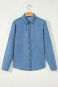 Denim Tab Sleeve Button Down Shirt - Rooted & Reckless Co.
