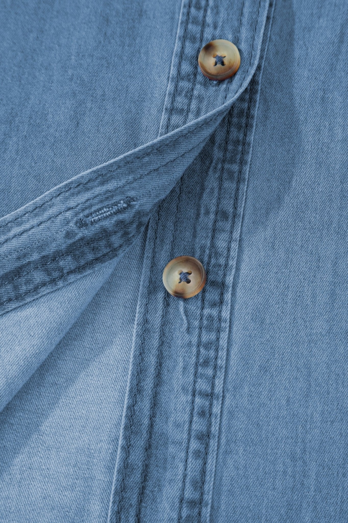 Denim Tab Sleeve Button Down Shirt - Rooted & Reckless Co.