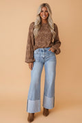 Denim Turn-Up Cuffs Wide Leg Jeans - Rooted & Reckless Co.