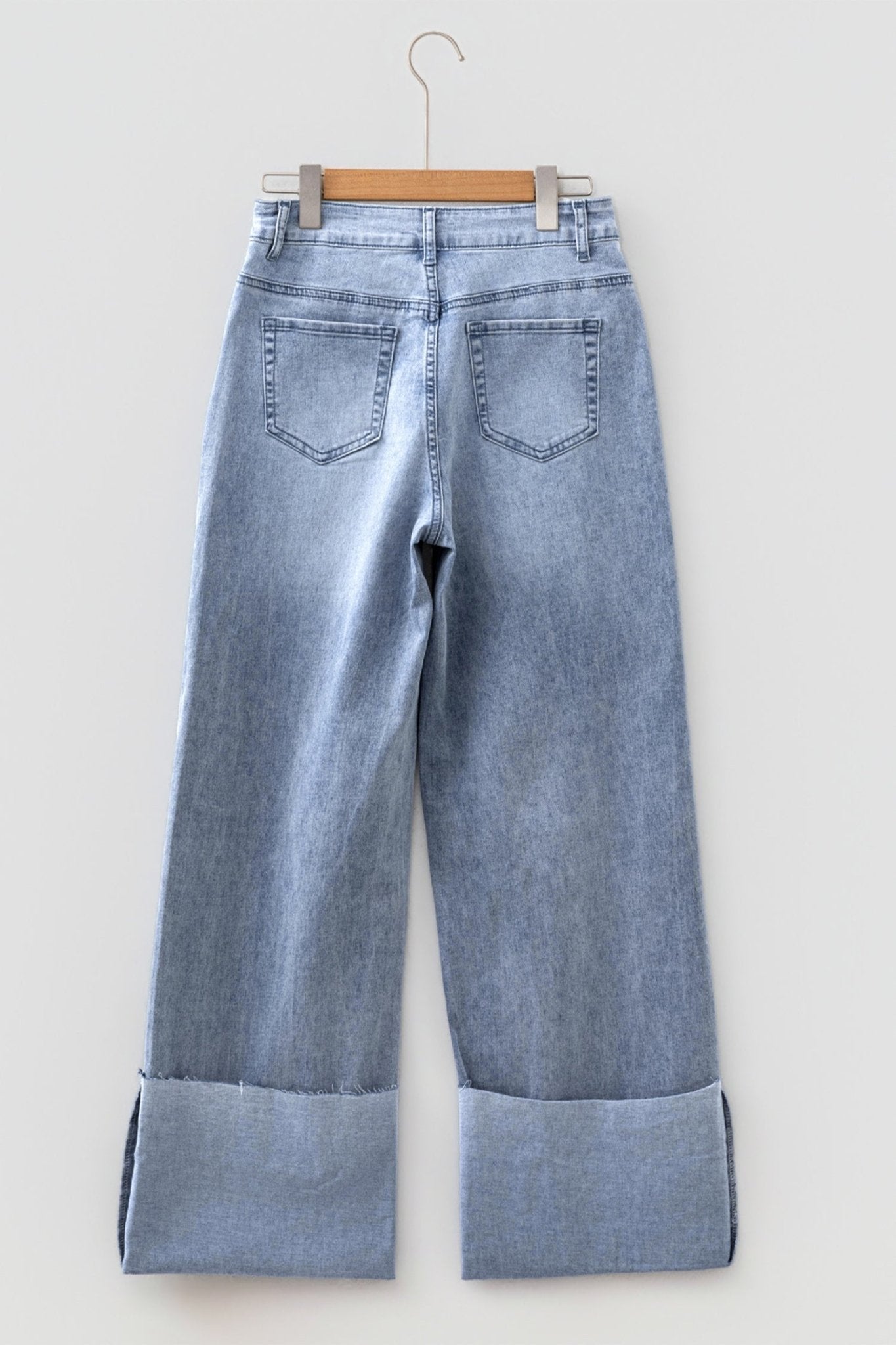 Denim Turn-Up Cuffs Wide Leg Jeans - Rooted & Reckless Co.