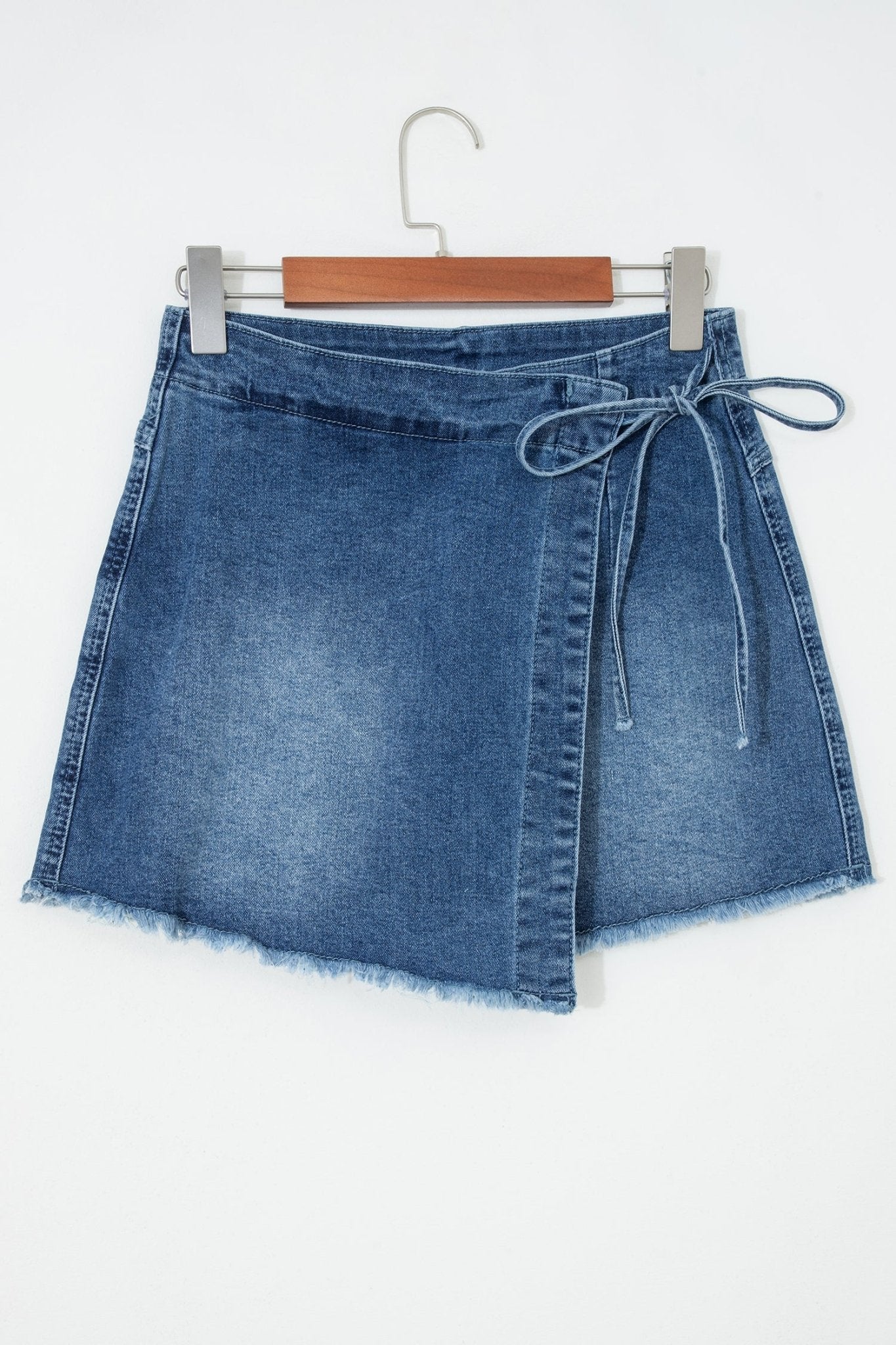 Denim Wrapped Tie Waist Skort - Rooted & Reckless Co.