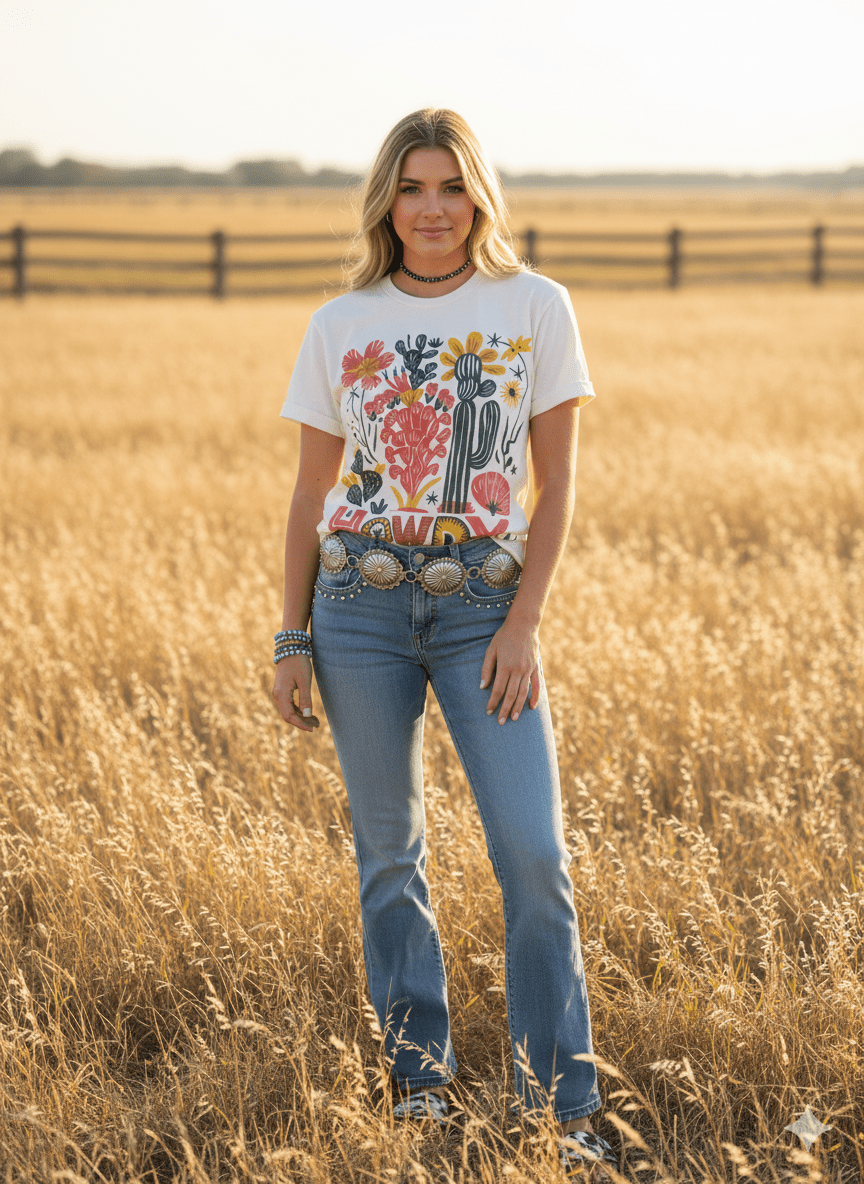 Desert Bloom Howdy Graphic Tee - Rooted & Reckless Co.
