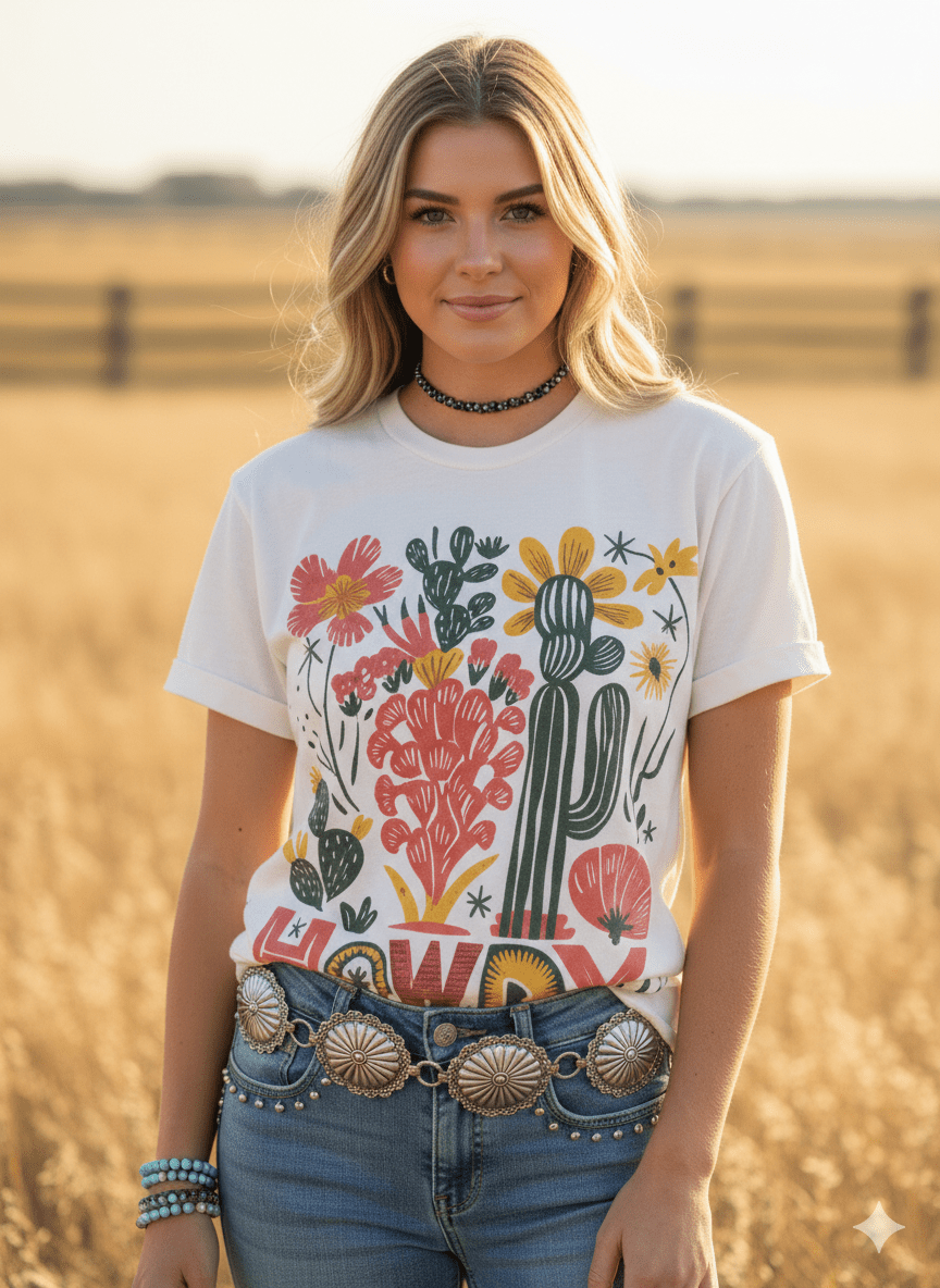 Desert Bloom Howdy Graphic Tee - Rooted & Reckless Co.