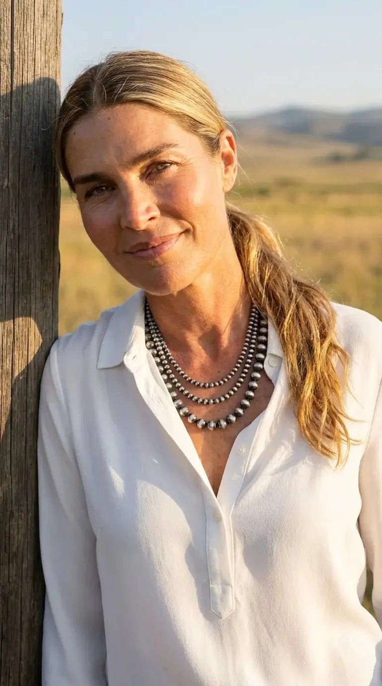 Desert Dreamer 3-Strand Western Faux Sterling Pearl Necklace — Single-Clasp Layered Look - Rooted & Reckless Co.