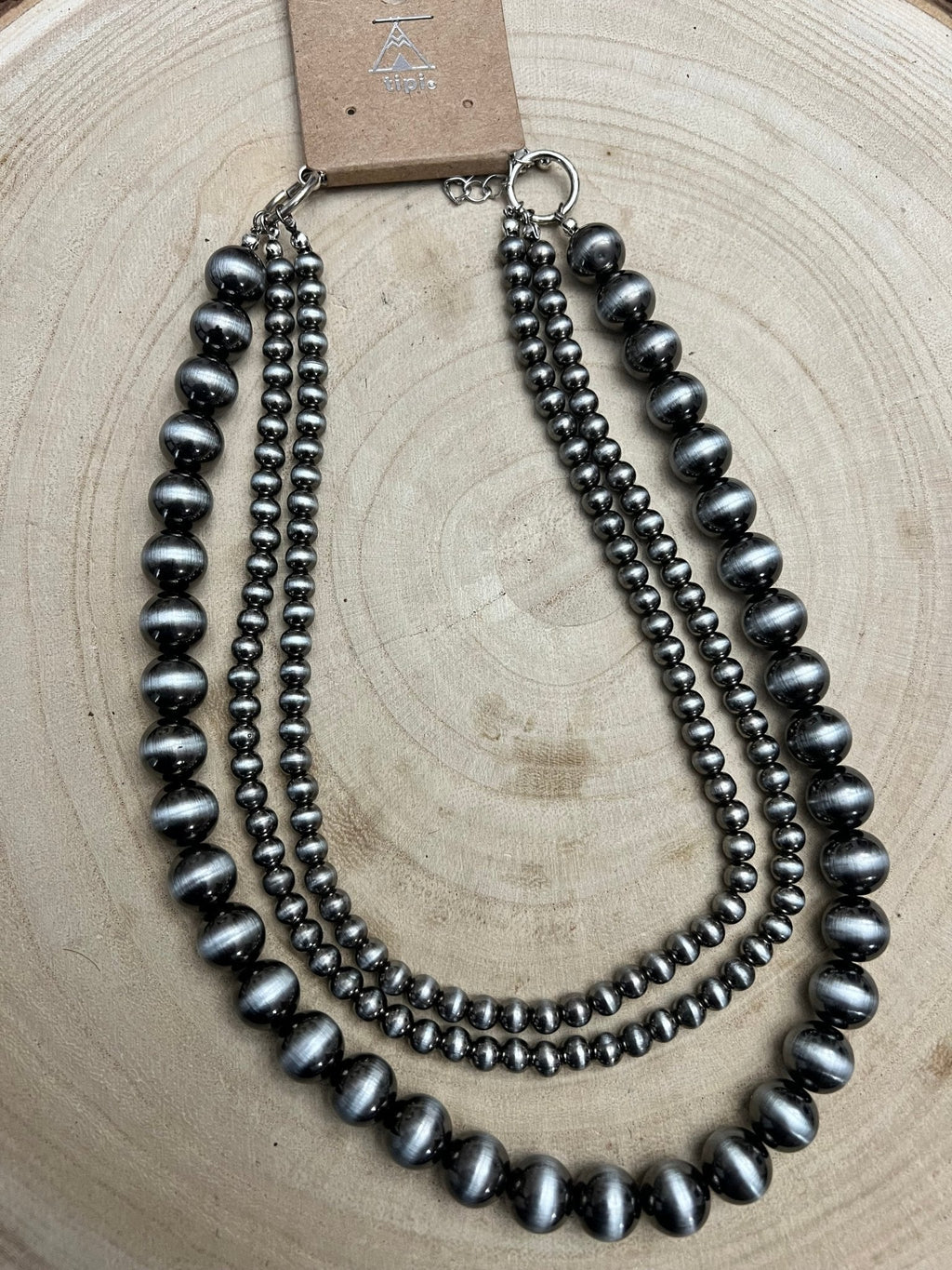 Desert Dreamer 3-Strand Western Faux Sterling Pearl Necklace — Single-Clasp Layered Look - Rooted & Reckless Co.