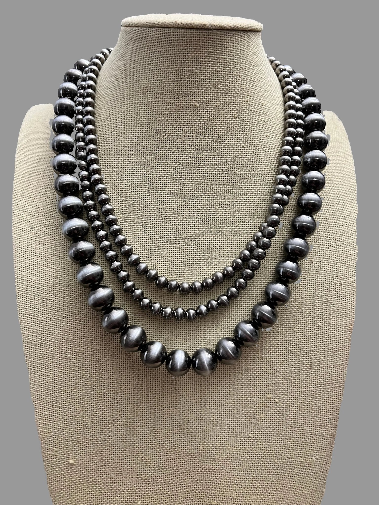 Desert Dreamer 3-Strand Western Faux Sterling Pearl Necklace — Single-Clasp Layered Look - Rooted & Reckless Co.
