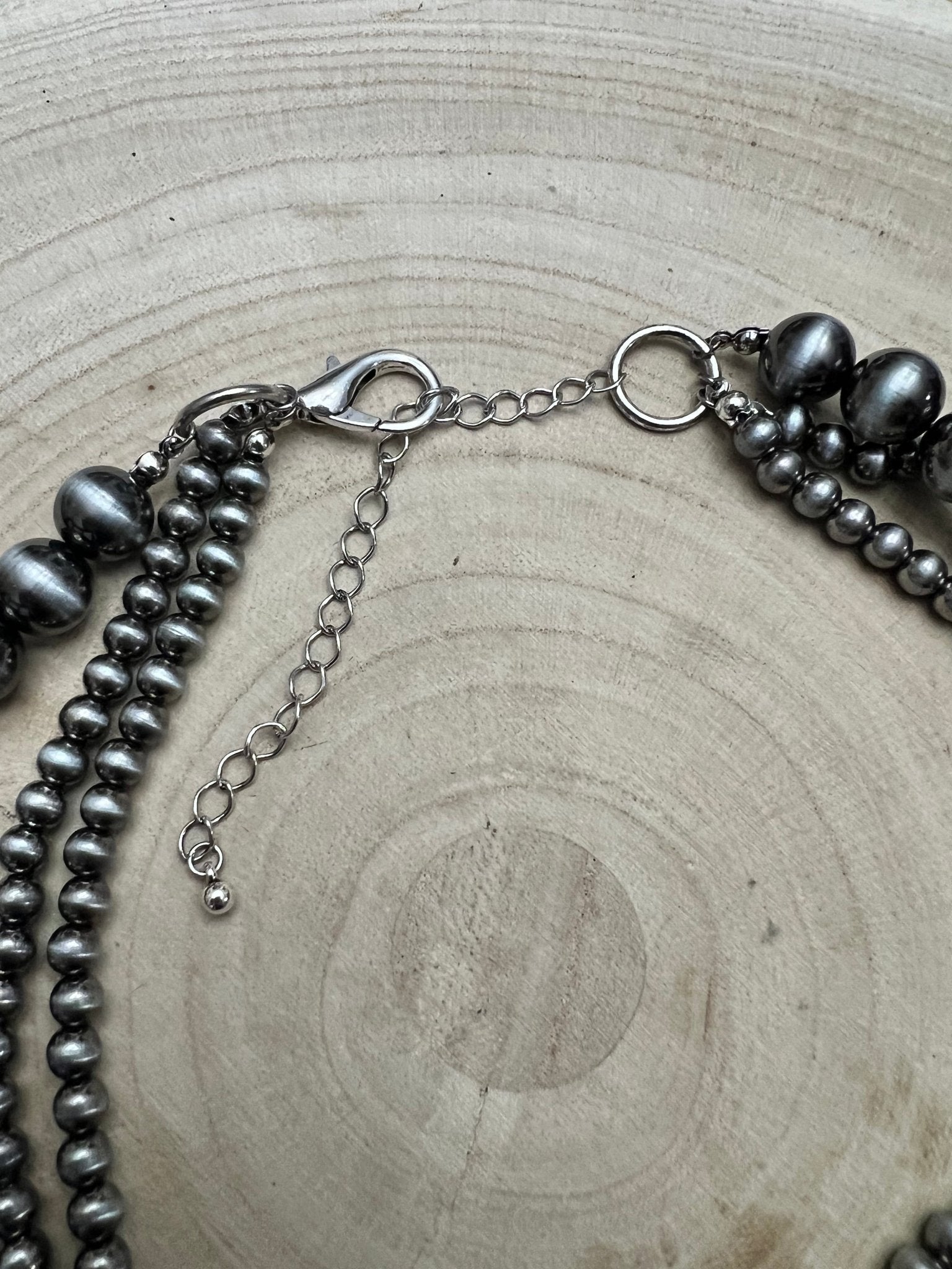 Desert Dreamer 3-Strand Western Faux Sterling Pearl Necklace — Single-Clasp Layered Look - Rooted & Reckless Co.