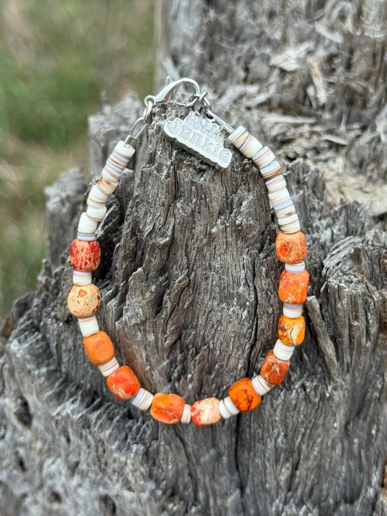 Desert Ember Beaded Shell Bracelet - Rooted & Reckless Co.