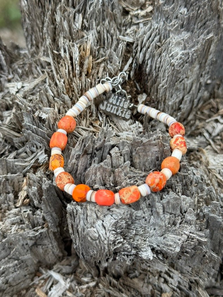 Desert Ember Beaded Shell Bracelet - Rooted & Reckless Co.