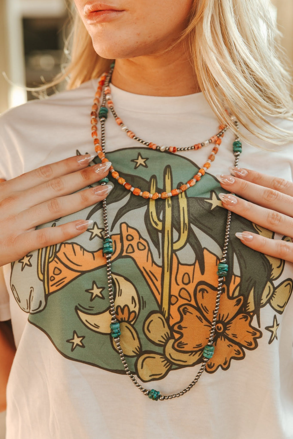 Desert Ember Beaded Shell Necklace - Rooted & Reckless Co.
