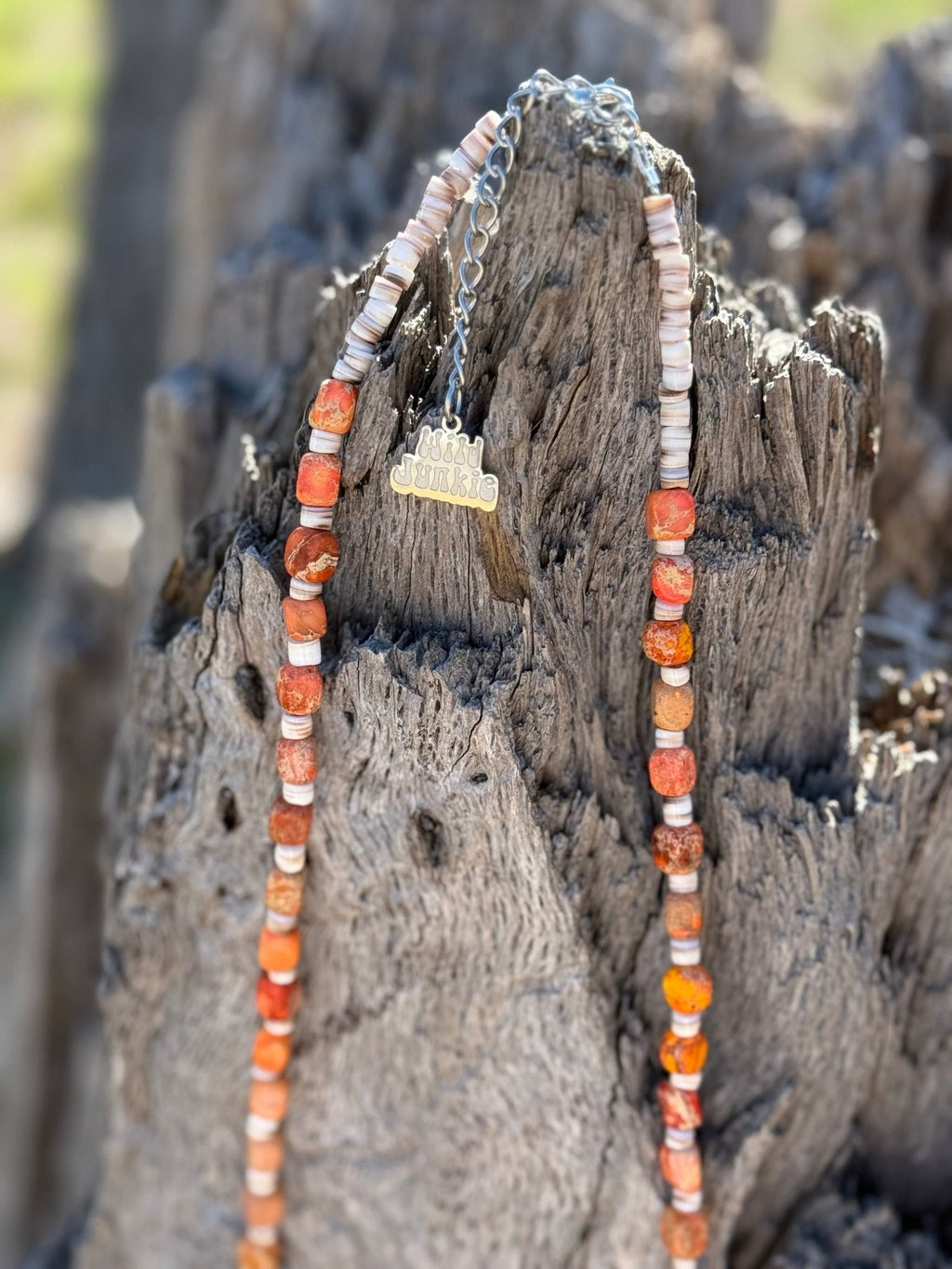 Desert Ember Beaded Shell Necklace - Rooted & Reckless Co.