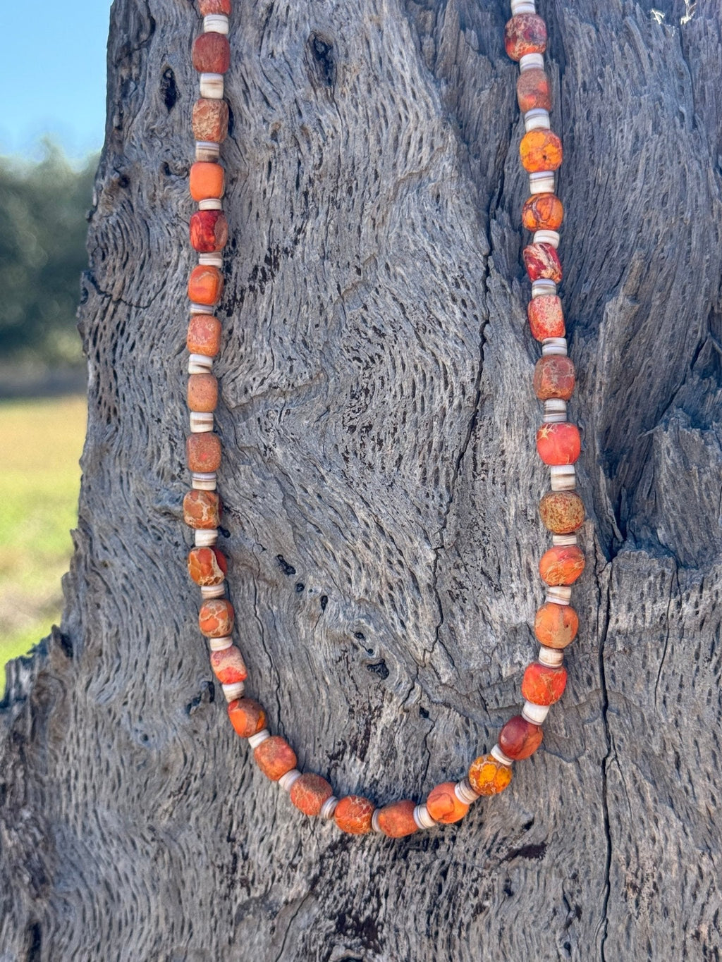 Desert Ember Beaded Shell Necklace - Rooted & Reckless Co.