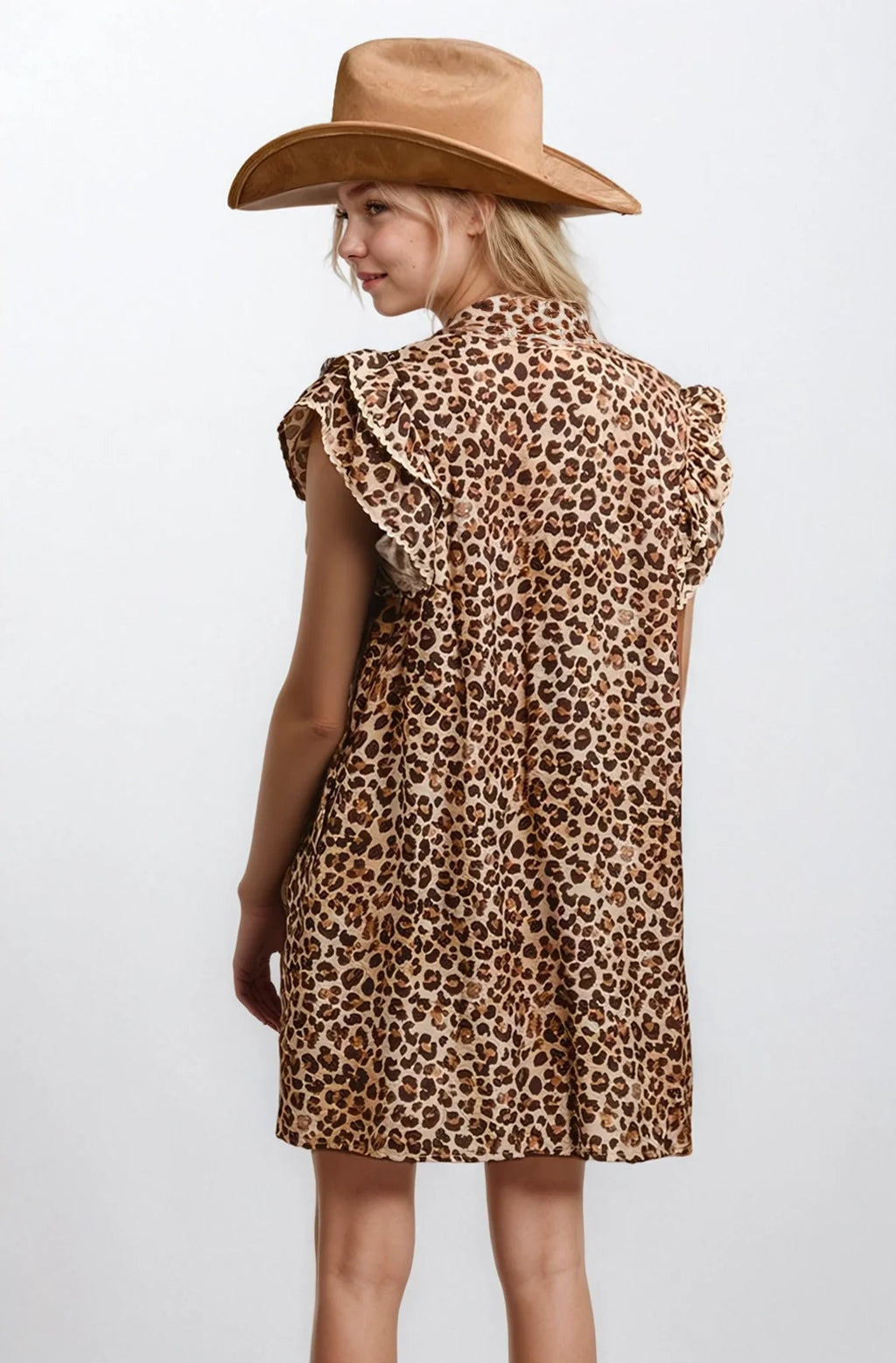Desert Muse Leopard Ruffle Dress - Rooted & Reckless Co.