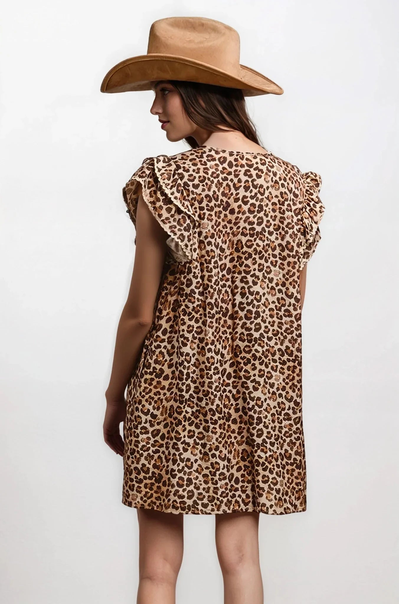 Desert Muse Leopard Ruffle Dress - Rooted & Reckless Co.