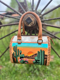 Desert Sunset Western Speedy Leather Purse with optional wallet - Rooted & Reckless Co.