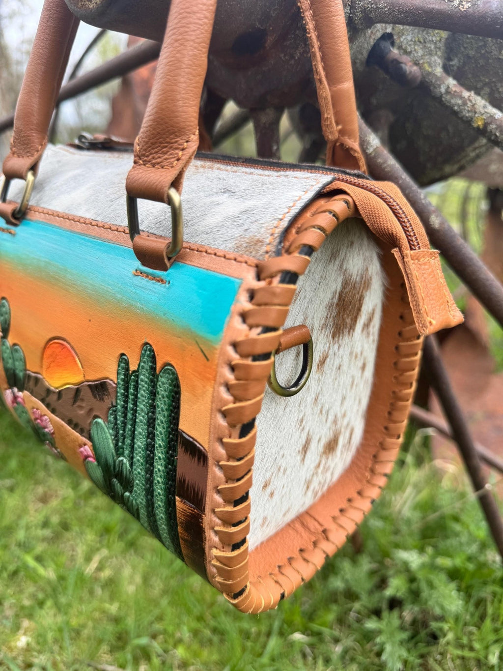 Desert Sunset Western Speedy Leather Purse with optional wallet - Rooted & Reckless Co.