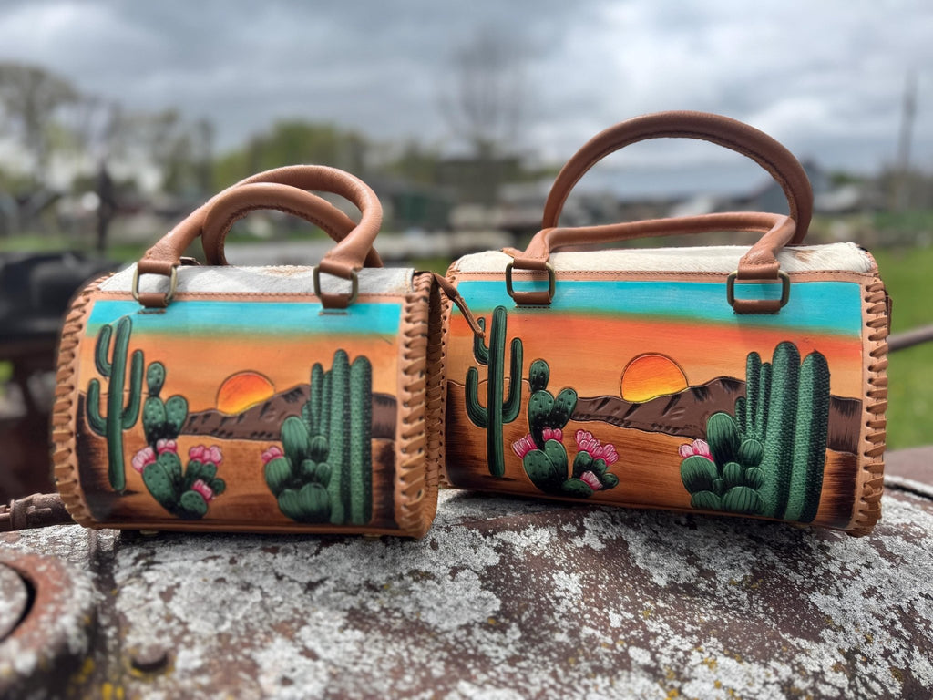 Desert Sunset Western Speedy Leather Purse with optional wallet - Rooted & Reckless Co.