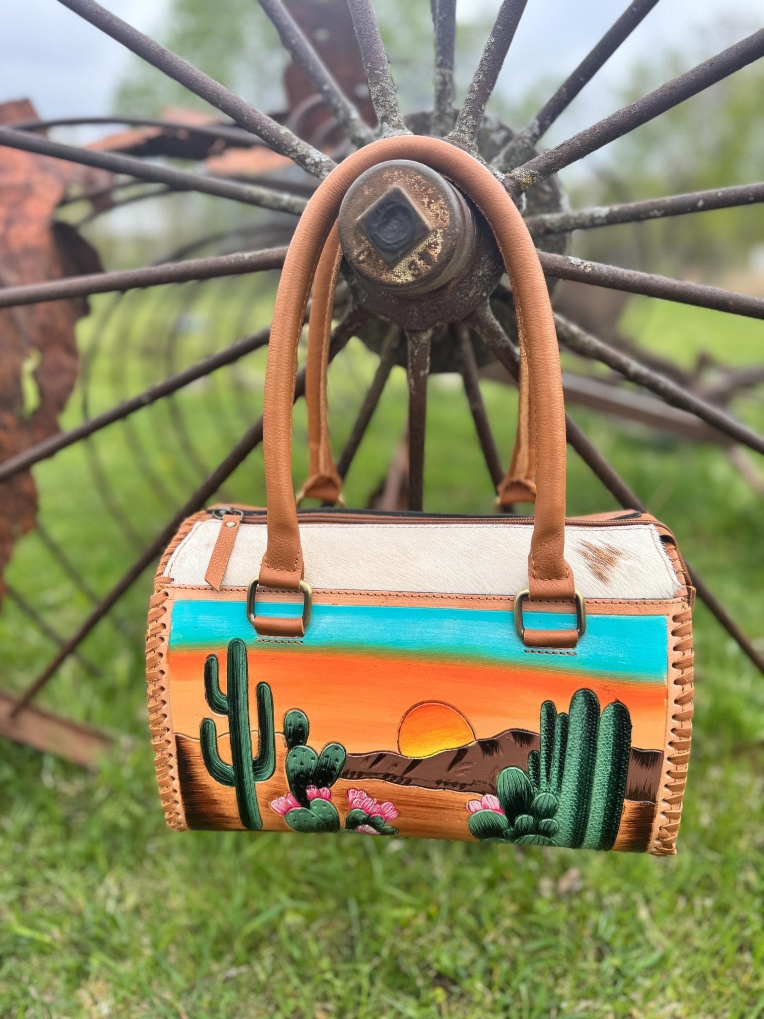 Desert Sunset Western Speedy Leather Purse with optional wallet - Rooted & Reckless Co.