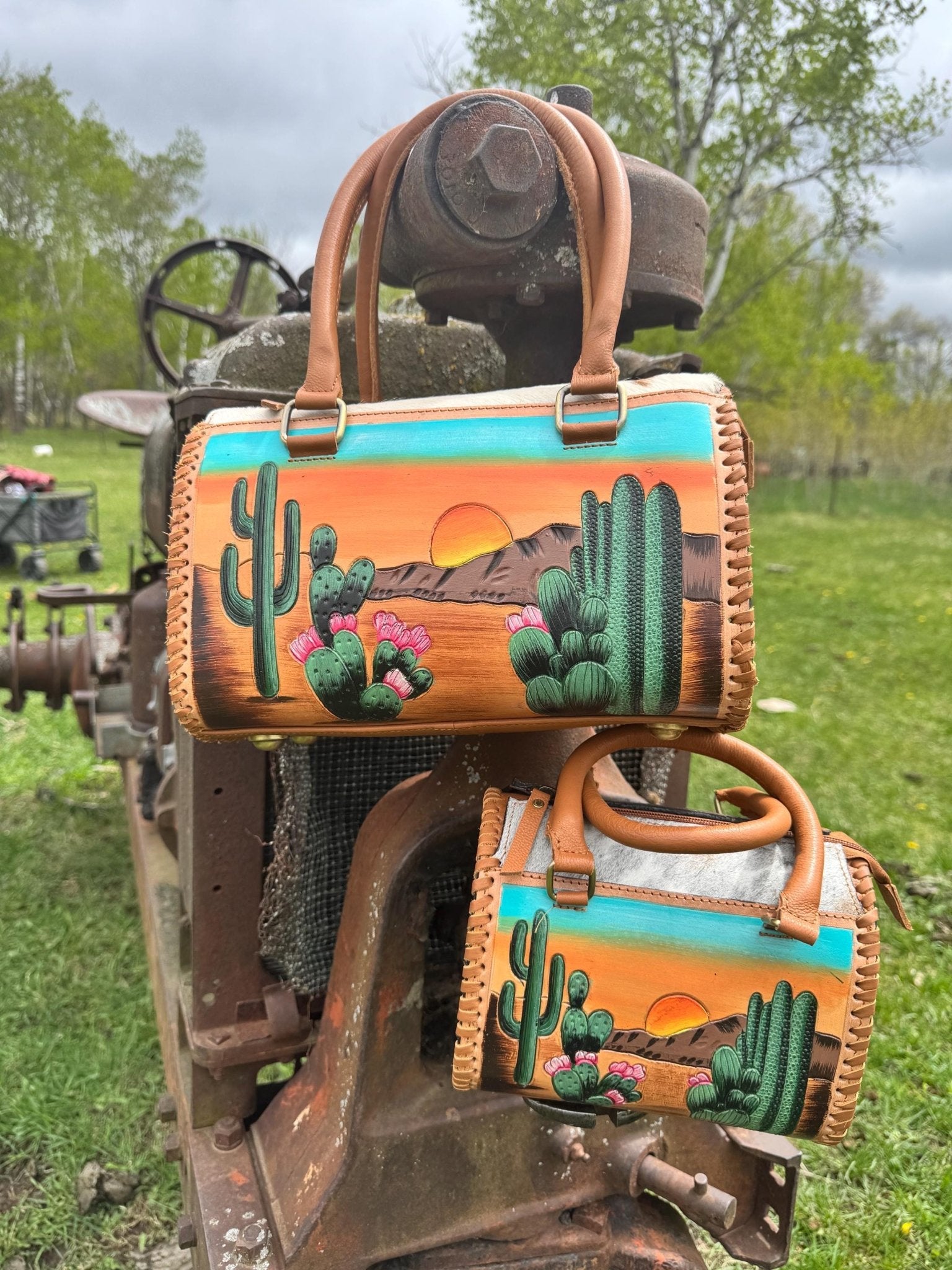 Desert Sunset Western Speedy Leather Purse with optional wallet - Rooted & Reckless Co.