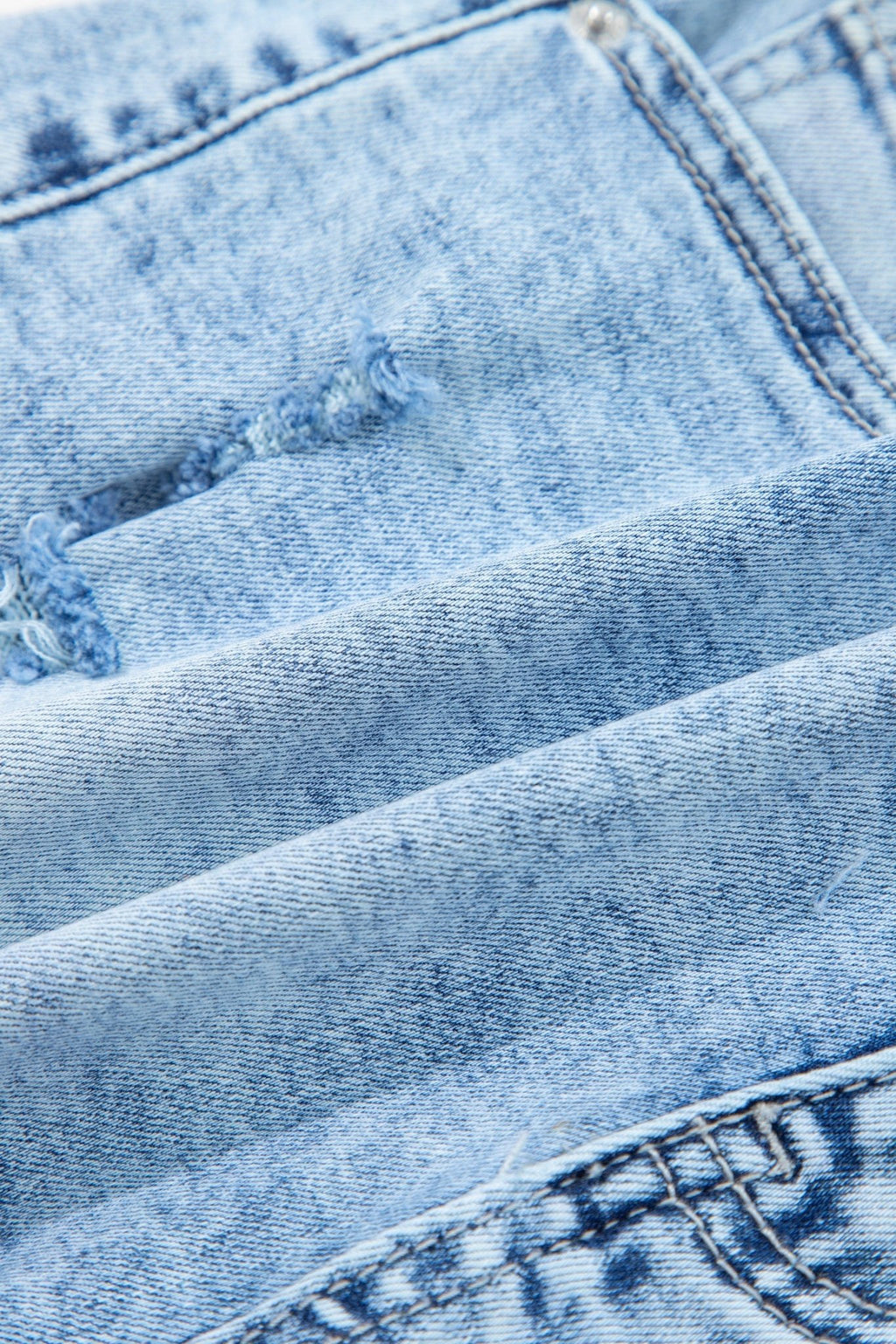 Distressed Denim Acid Wash High Waist Shorts - Rooted & Reckless Co.