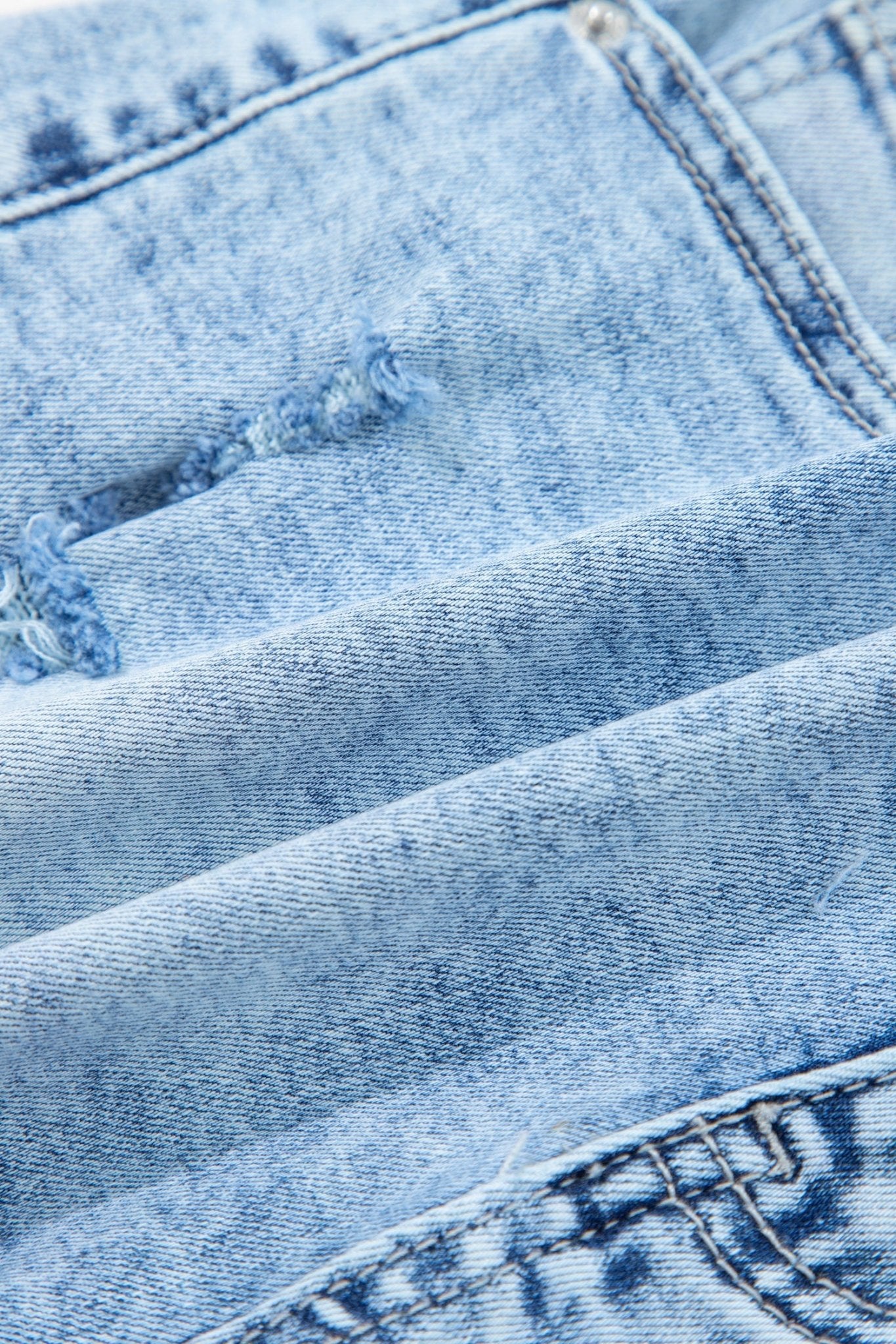Distressed Denim Acid Wash High Waist Shorts - Rooted & Reckless Co.