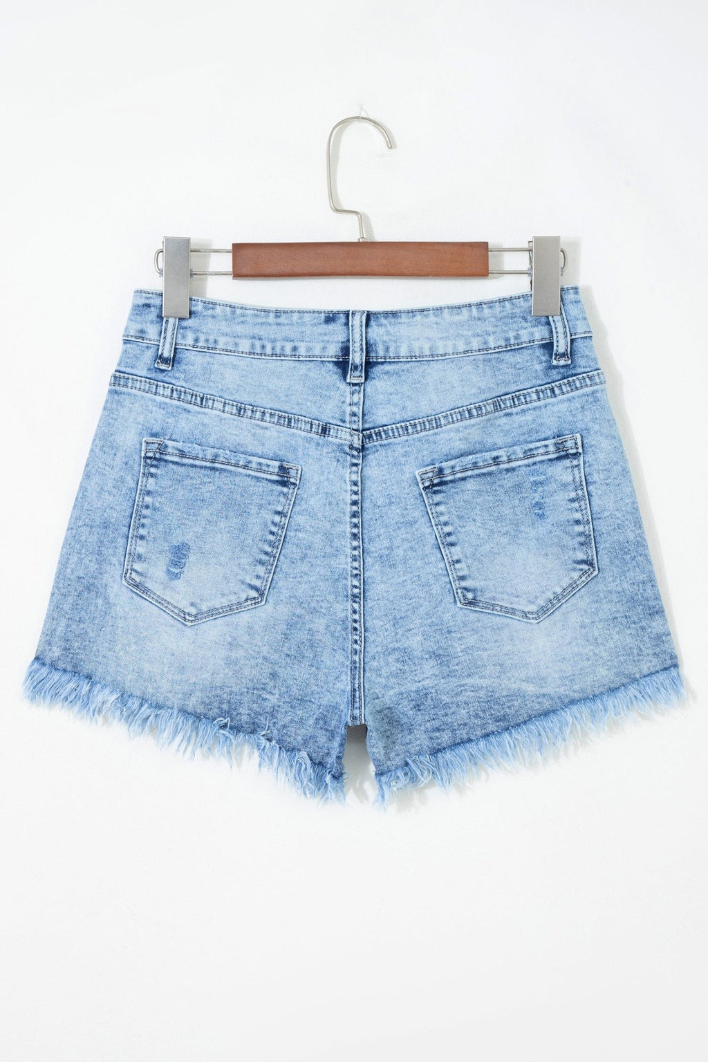 Distressed Denim Acid Wash High Waist Shorts - Rooted & Reckless Co.