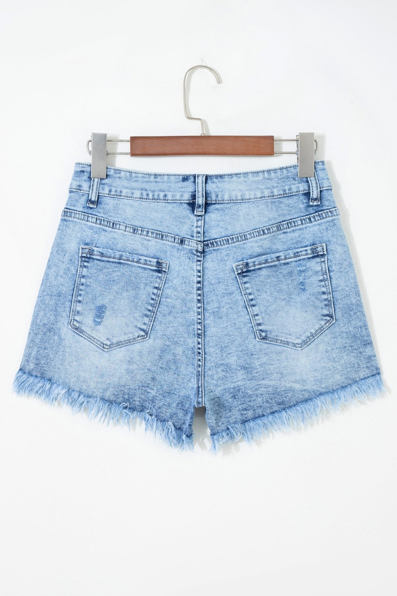 Distressed Denim Acid Wash High Waist Shorts - Rooted & Reckless Co.