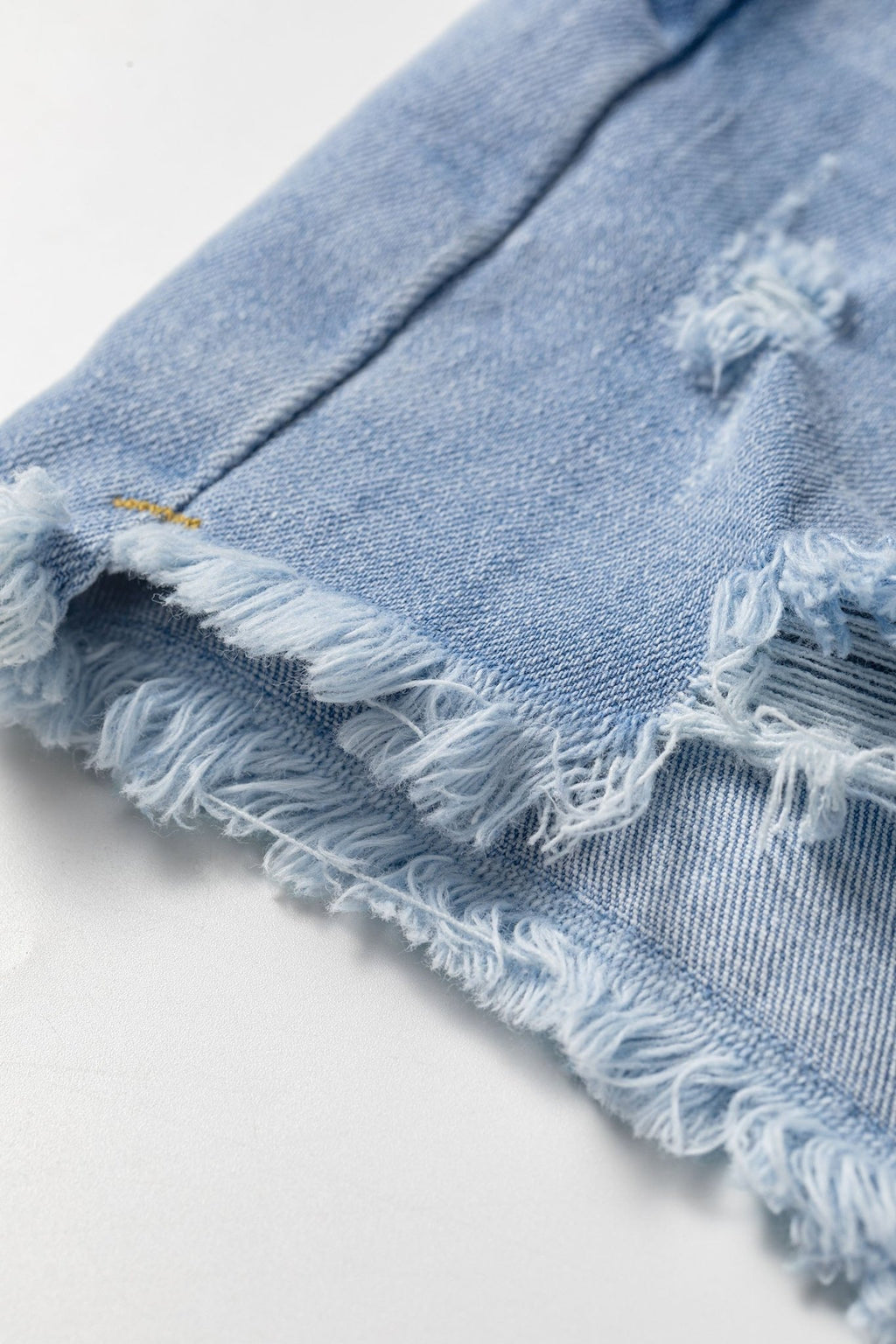 Distressed Denim Asymmetric Raw Hem Shorts - Rooted & Reckless Co.